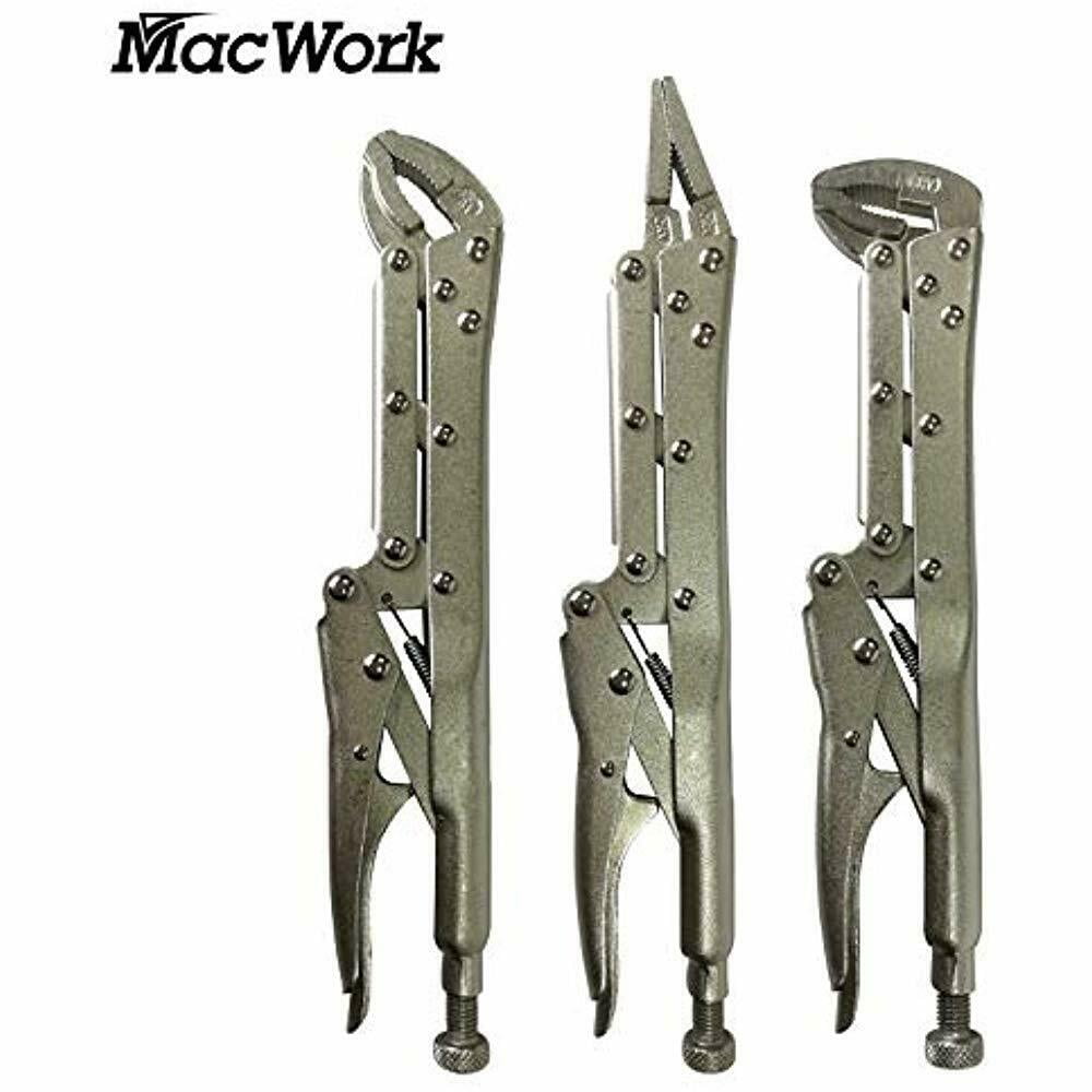 3Pack 12in. Extended Long Reach Locking ViseGrip Pliers Straight/45