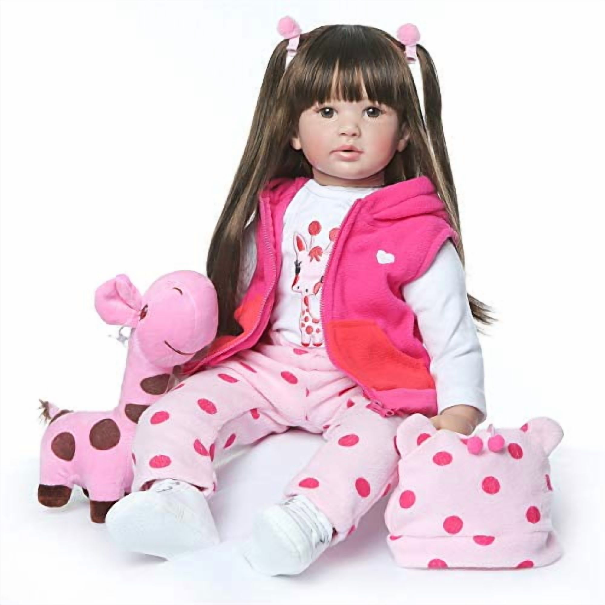 24 inch Lifelike Reborn Baby Dolls Cloth Body Poseable Real Life Baby,Real Newborn Dolls with Clothes and Feeding Toy for Kids 3+ Years