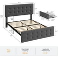 thumbnail image 2 of Full Size Upholstered Bed Frame with 4 Storage Drawers & Adjustable Headboard, Button Tufted Platform Bed with Wooden Slats Support, No Box Spring Needed, Bedroom Furniture, 2 of 9
