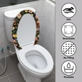 thumbnail image 3 of ZIATUBLES Wildflower Black Print Universal Fit Toilet Lid Cover with Elastic Edges Washable Reusable Stretchable Fabric for Most Lids Bathroom Decor Accessories, 3 of 6