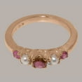 thumbnail image 5 of LBG British Made 10k Rose Gold Natural Pink Tourmaline & Cultured Pearl Womens band Ring - 33 size options - Size 7.75, 5 of 6