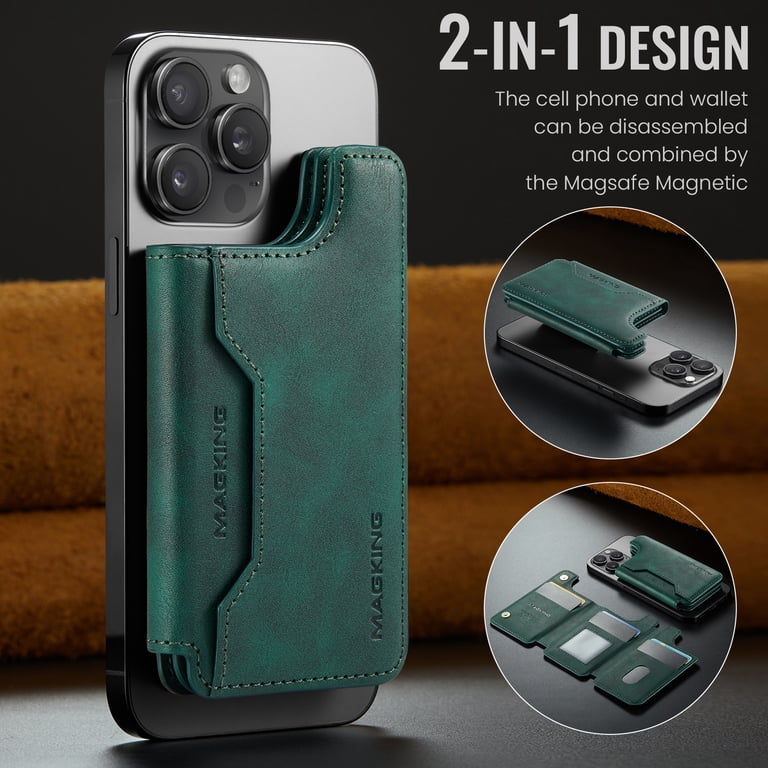 Mag-Safe Wallet/Card Holder In Vegan Leather- Compatible With IPhone 12 Mini /Pro/Max - RFID Card Holder With Mag-Safe Magnets (Purple