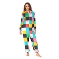 thumbnail image 2 of FORMRS Onesies Pajama for Adults Unisex Hoodie Winter Jumpsuit One Piece Sleepwear, Sizes S-2XL, Blue Checkered Pattern, 2 of 7