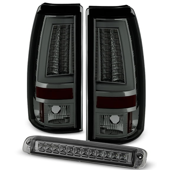 AKKON - For 1999-2002 Chevy Silverado 1500 2500HD 3500 GMC Sierra Smoked LED Tube Tail Light Smoked LED 3Rd Lamp