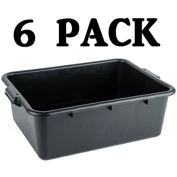 6 PACK 20" x 15" x 7" Black Storage Plastic Restaurant Dishwasher Food
