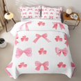 thumbnail image 2 of Erosebridal Kawaii Gradient Bowknot Twin Quilt Set,Watercolor Clover Twin Coverlet Set for Teens Girls, 2 of 7