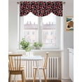thumbnail image 3 of Red Strawberry Tie Up Valances Curtain, Adjustable Kitchen White Flowers Leaves Black Background Valances for Windows Decor, Rod Pocket Short Curtains Set for Bedroom/Bathroom, 60"x18", 3 of 8