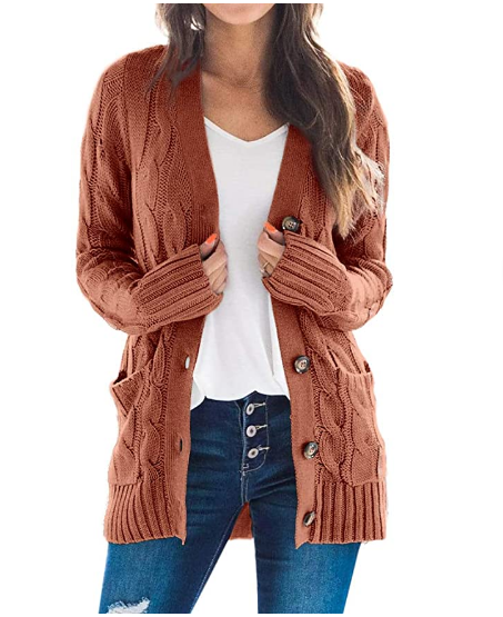Gououd Womens Cable Knit Cardigan Long 