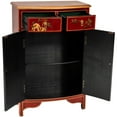thumbnail image 2 of Oriental Furniture Red Lacquer Half-Round Cabinet - Landscape, 2 of 7