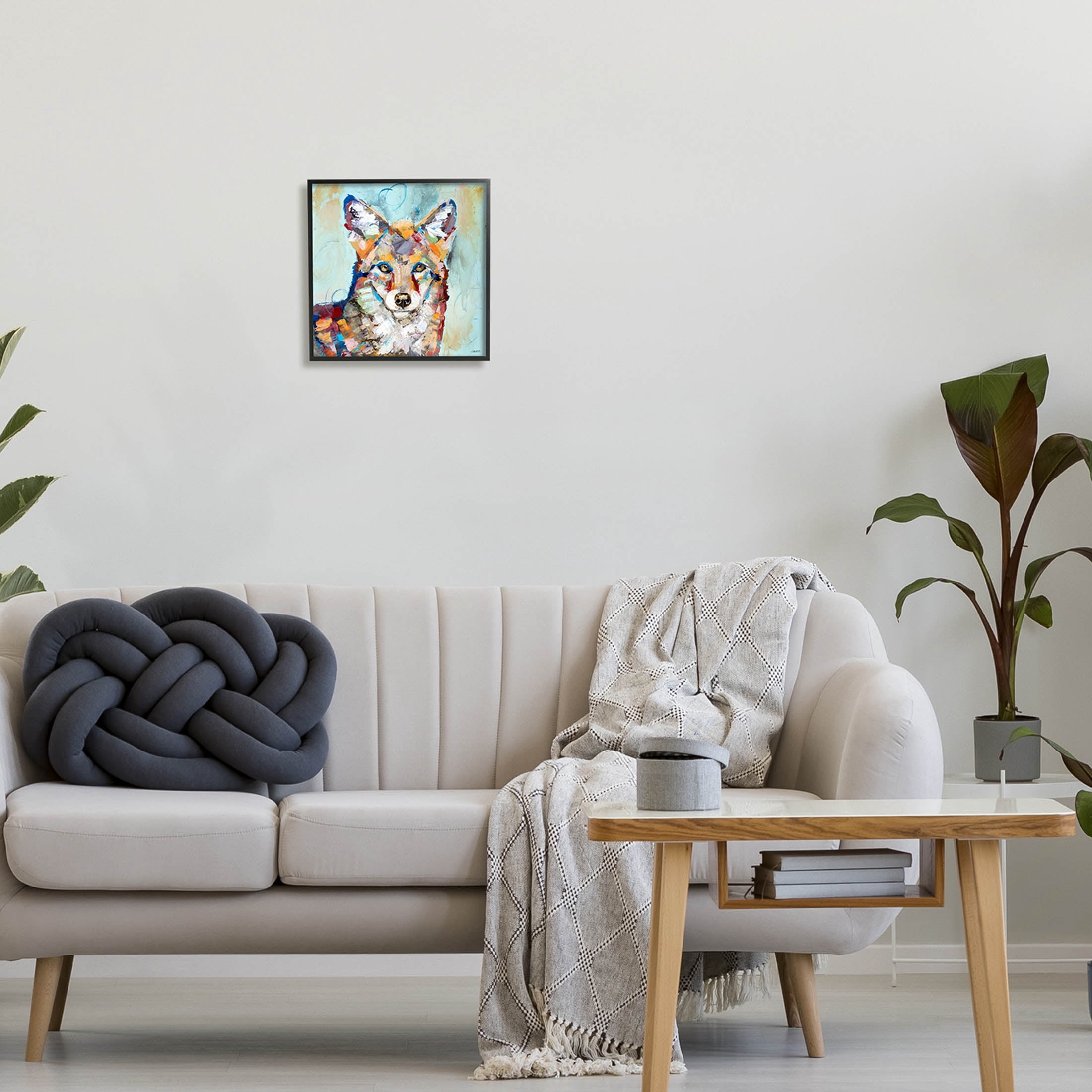 Abstract Fox Painting Modern Strokes Animals & Insects Painting Black Framed Art Print Wall Art