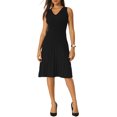 thumbnail image 2 of Vestido Midi Sin Mangas de Punto Plisado V Neck para Mujeres Chic L Negro, 2 of 5