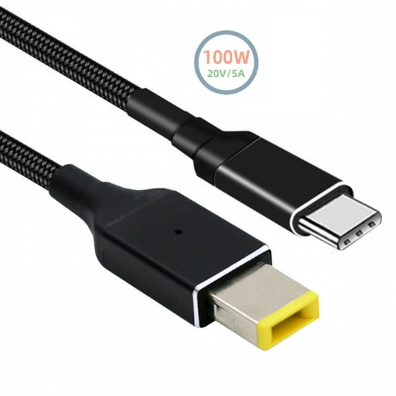 CY 100W Type C USB-C Input to Rectangular Jack Output Power 20V 5A 65W PD Charge Cable for Thinkpad X1 Legion Y7000P Laptop