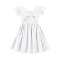 thumbnail image 1 of Vestido Dutebare para niñas pequeñas, algodón y lino, con volantes, blanco 110, 1 of 6