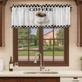 thumbnail image 6 of 2 Pack Vintage Coffee Valances for Windows Bedroom Living Room Window Treatments, Modern Farmhouse Wooden Black Brow Plaid Rod Pocket Valance Drapes Short Kitchen Curtains Over Sink 42"x12", 6 of 8