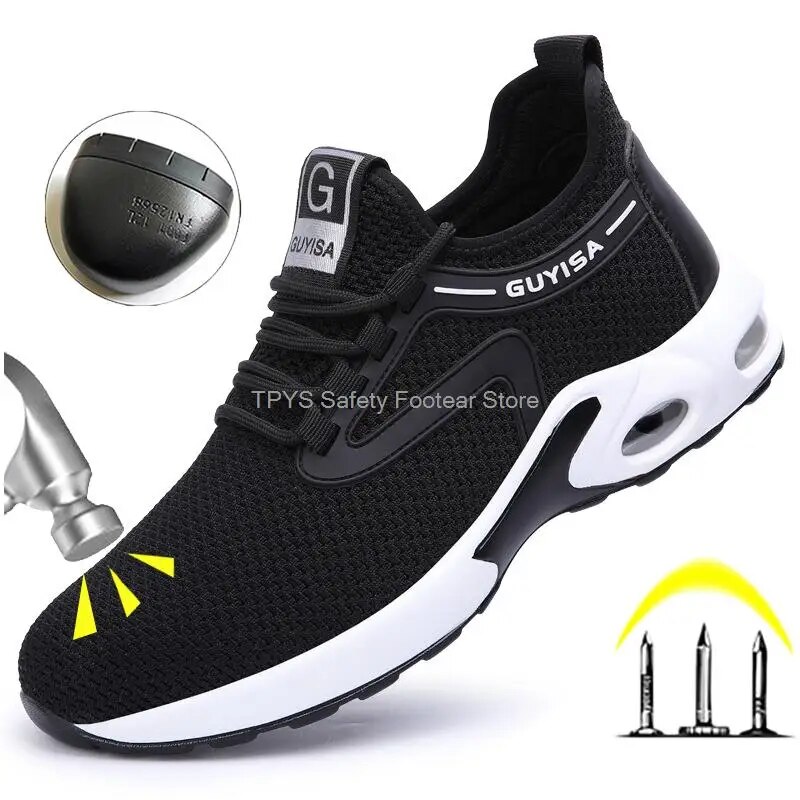 Guyisa Air Cushion Safety Shoes Men Women Breathable Steel Toe Shoes ...
