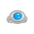 thumbnail image 1 of RYLOS Rings for Women 14K White Gold Ring Classic 9X7MM Oval Gemstone &  Diamonds December Turquoise Jewelry Size 6, 1 of 7