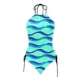 thumbnail image 3 of Women's Summer Print Two Piece Swimsuit Bikini Tops for Women Large Bust Supportive Bathing Suits for Juniors Two Piece Short Sleeve Swimsuit Women with Shorts Bathing Suit with Shorts for Women, 3 of 4