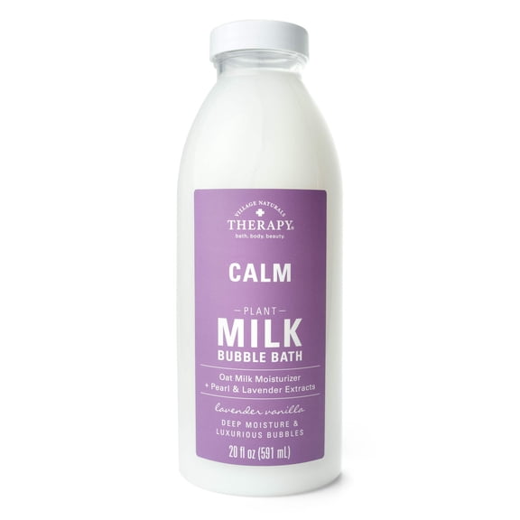 Village Naturals Therapy Calm Plant Milk Bubble Bath, Lavender Vanilla Scent, 20 fl oz