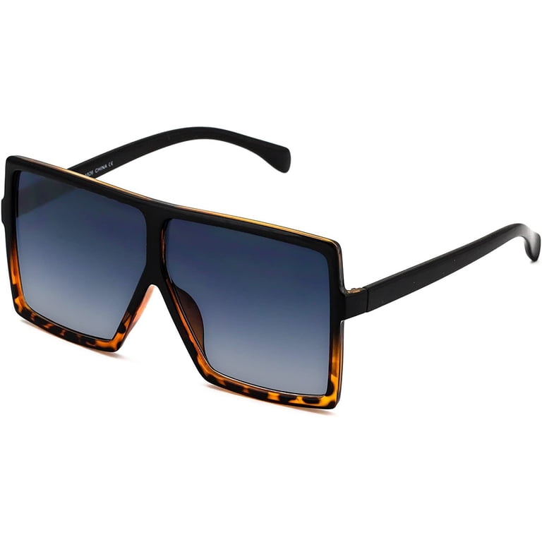 Polarized Oversized Square Sunglasses, Flat Top Fashion Shield Shades Square Oversized Sunglasses Women Men Big Flat Top Fashion  main image 2
