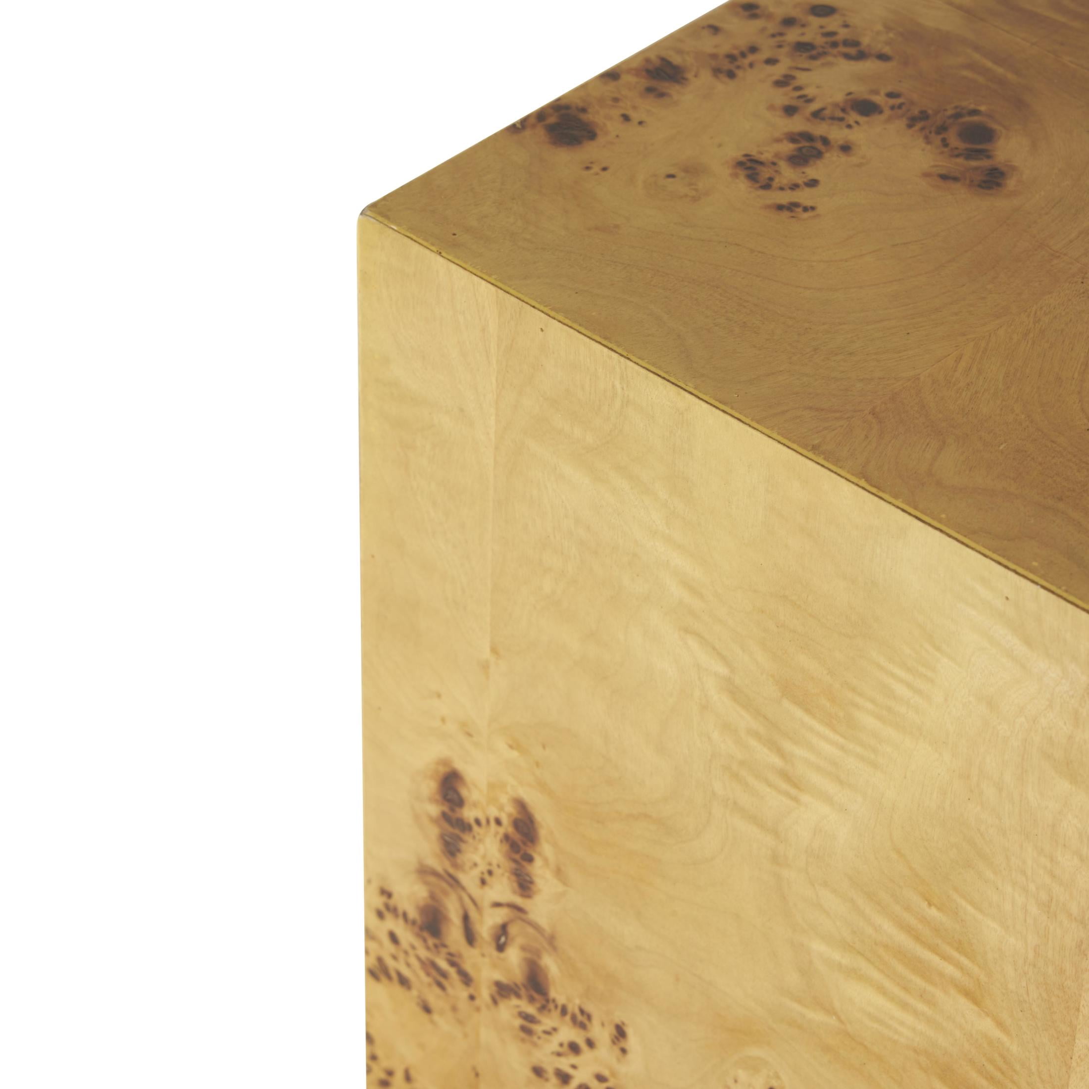 DecMode 16" x 23" Brown Wood Square Cube Accent Table with Wood Grain Patterns, 1-Piece