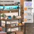 thumbnail image 3 of Bakers Rack with Power Outlet, Microwave Stand, 5 Tiers Coffee Bar Station with Led Lights, Kitchen Storage Shelf with 6 S-Shaped Hooks, Kitchen Rack Coffee Bar Stand, Rustic Brown, 3 of 14