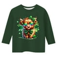 thumbnail image 4 of LUOGENLI T-Shirt pour Filles T-Shirt Graphique de la Saint-Patrick à la Mode Polyvalent Col Rond Manches 3/4 T-Shirt Décontracté Haut pour Filles Tendance Grande Taille Vert Foncé 13-14 Ans, 4 of 4