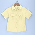 thumbnail image 4 of Delliss Boys Button Down Short Sleeve Cotton Linen Shirts Casual Summer Beach Lapel Collar Top Shirts, 4 of 9