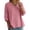 Pink, variant on Women's 3/4 Sleeve Linen Shirt, V Neck Embroidered Button Down Blouse, Bohemian Casual Loose Fit Top for Daily Wear, Vacation, and Fashion Outfits Khaki L