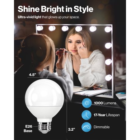 Sunco 4 Pack Vanity Globe Light Bulbs G25 LED for Bathroom Mirror, High Output 1000 LM, 100W Equivalent 11W, 3000K Warm White, Dimmable, E26 Base, Round Frosted Decorative Bulb.