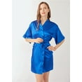 thumbnail image 2 of Solid Color Short Kimono Satin Bathrobe Silky Bride and Bridesmaid Robe, 2 of 8
