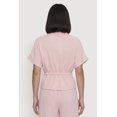 thumbnail image 4 of Women's Collared Drawstring Waist Button Front Shirt, 4 of 4