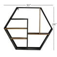 thumbnail image 4 of DecMode 30" x 7" Hexagon 5-Tier Black Geometric Wall Shelf with Wooden Accents, 4 of 12