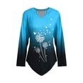 thumbnail image 3 of Gvmfive Womens Long Sleeve V Neck Dandelion Flowy T Shirt Casual Swing Tunic Top, 3 of 5