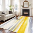 thumbnail image 3 of Yellow Grey Washable Living Room Rugs 5'x7', Abstract Retro Ombre Mottled Texture Farmhouse Low Pile Throw Large Area Rugs Non-Slip Sturdy Edge Binding Carpet for Dining Room Bedside Kitchen, 3 of 9
