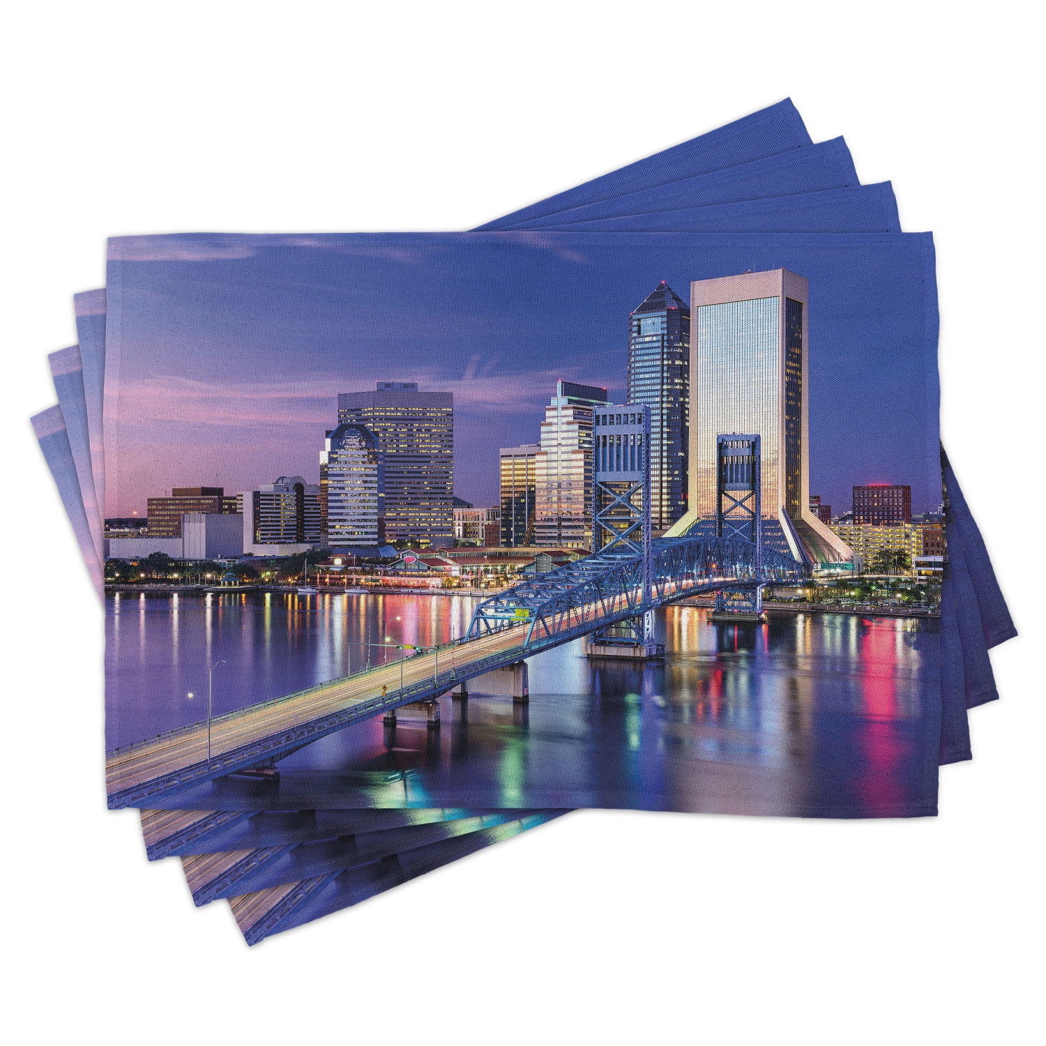 United States Placemats Set of 4 Urban Cityscape Bridge Office