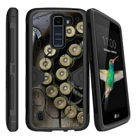 LG K7 | LG Tribute 5 Dual Layer Shock Resistant MAX DEFENSE Heavy Duty Case with Built In Kickstand - Shotgun with