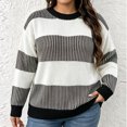 thumbnail image 3 of yillto Plus Size Women Sweater Color Block Striped Fashion Crew Neck Pullover Knit Loose Sweaters, 3 of 6