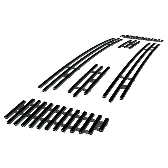 APS Compatible with Ford F-150 2004-2008 Bar Style Main Upper Stainless Steel Black Billet Grille Grill Insert F65726H