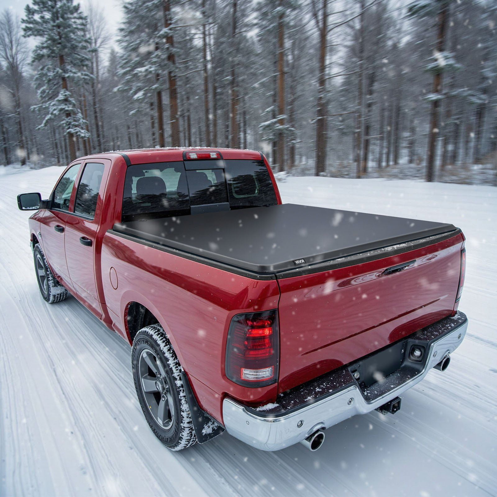 Soft Roll-Up Truck Bed Tonneau Cover 6.4 ft Compatible with 2019-2024 Dodge Ram 1500, Heavy-Duty Waterproof Triple-Layer PVC with Aluminum Crossbars, No-Drill Install, Latch-Lock System