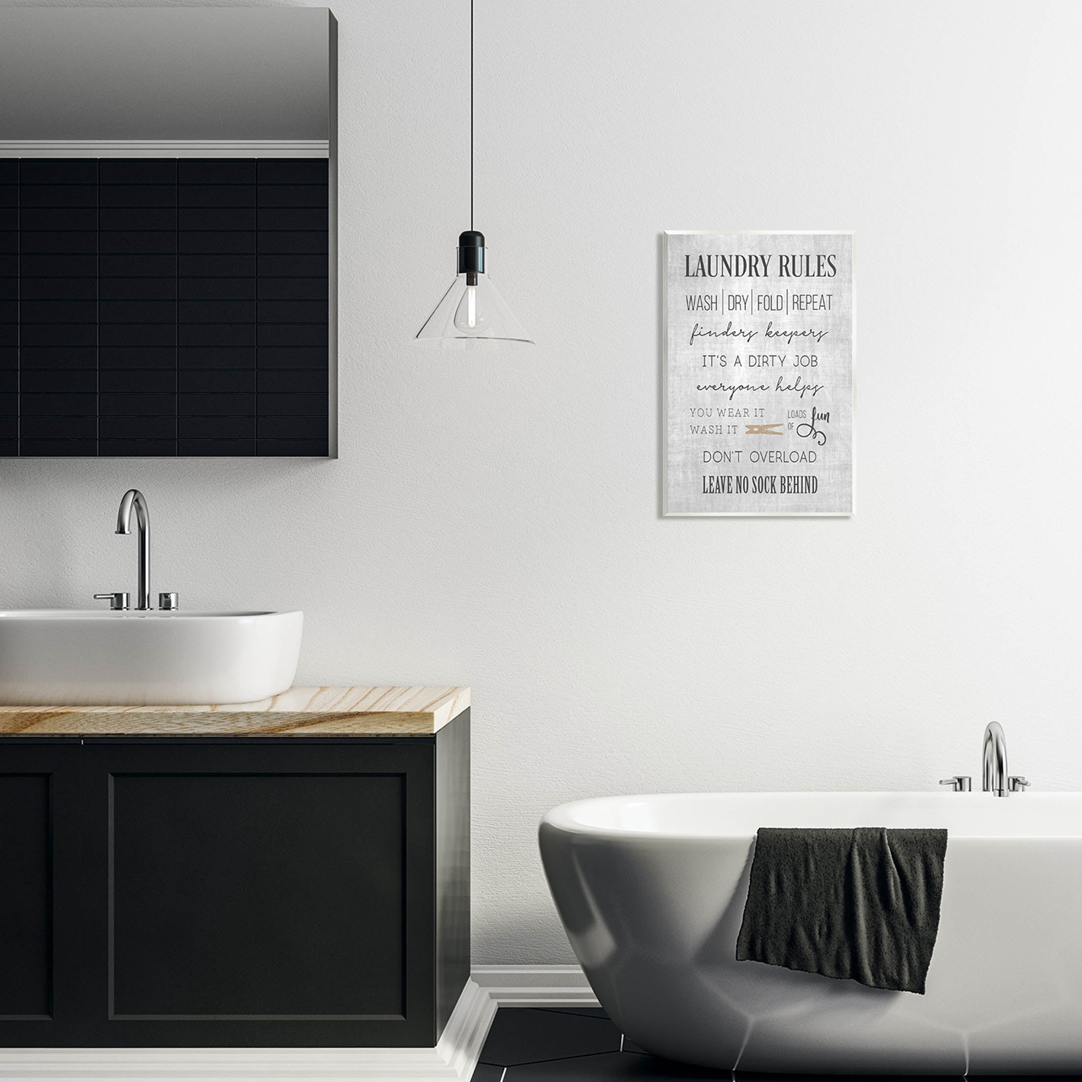 Laundry Room Rules Family List Typography Graphic Art Unframed Art Print Wall Art