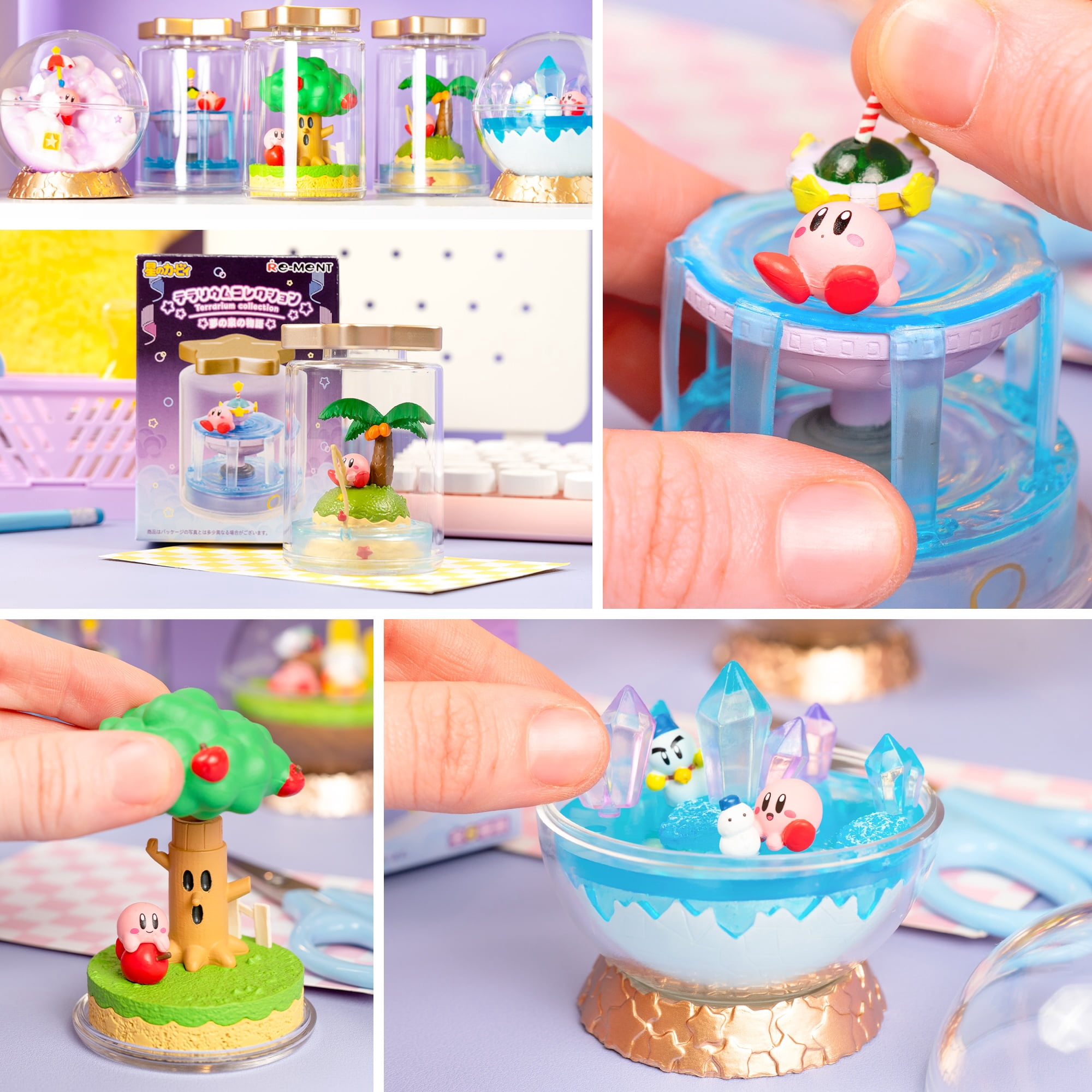 Hamee RE-MENT Kirby Blind Box Miniature Figure Set for  Birthday Gift, Party Favor, Collectible Toy (Kirby Terrarium Collection: Story of Fountain of Dreams) – 6 Pc. (Full Set)