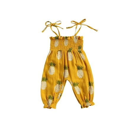 

Multitrust Baby Girls Pineapple Floral Print Romper Sleeveless Jumpsuit