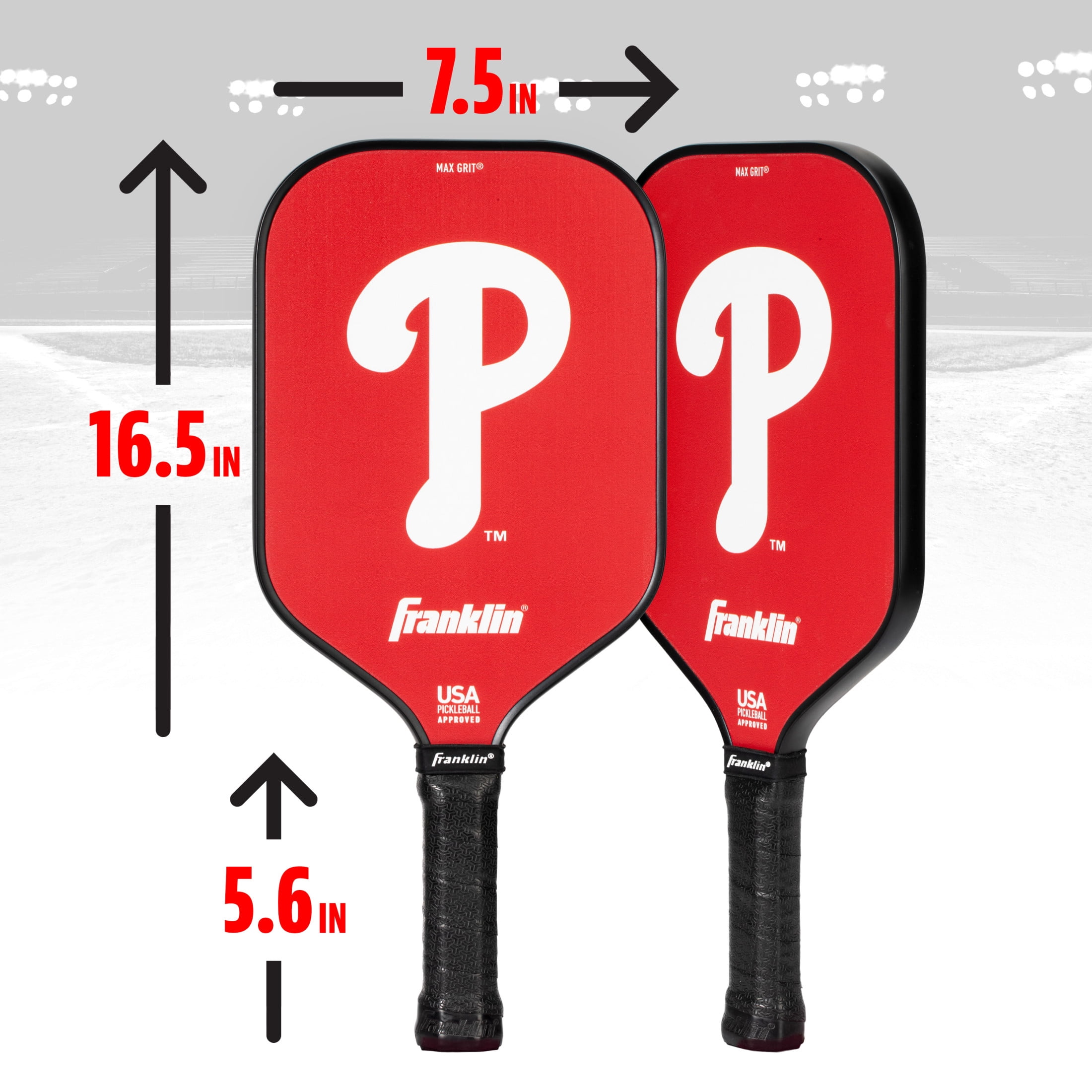 Franklin Sports MLB Philadelphia Phillies Pickleball Paddle - Official MLB Team Pickleball Paddles - USAP (USAPA) Approved Premium Quality Pickleball Paddles - Authentic Team Logos + Colors