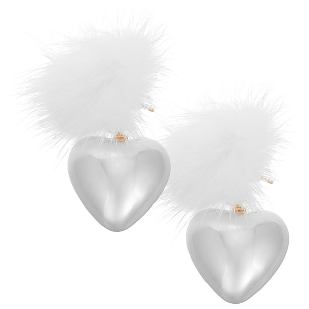 1 par de pendientes de bola de pelo de lujo para mujer, elegantes pendientes colgantes con perla artificial para San Valentín y ocasiones especiales