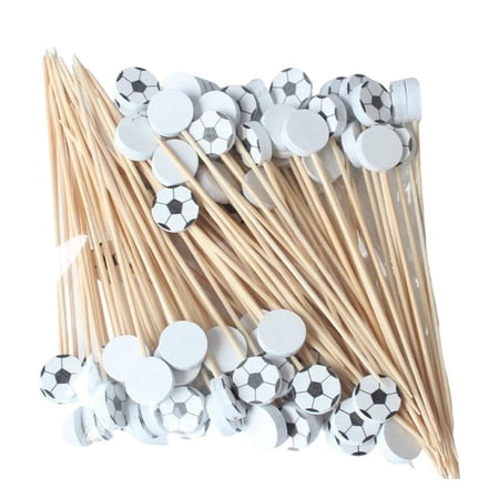100 Pcs Football Soccer Toothpicks, 4.72 Inch Soccer Cocktail Picks for Appetizers, Long Fruit Sticks, Decorative Toothpicks Skewers for Restaurant Holiday Birthday Party Food Decorations