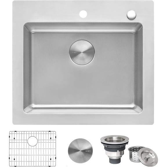Drop-in Topmount Kitchen Sink, 16 Gauge Stainless Steel Single Bowl