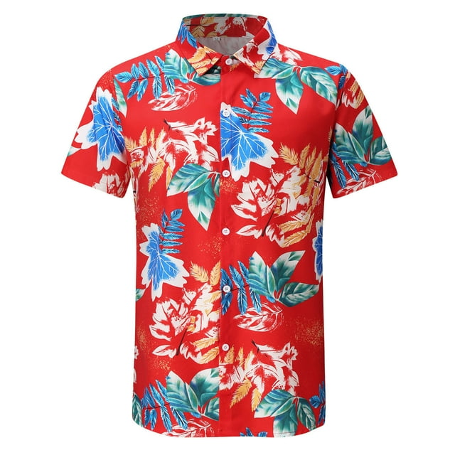 Aqestyerly Chemise Hawaïenne pour Homme à Manches Courtes Imprimée, Décontractée, Boutonnée, Haut d'Été de Plage HWRETIE