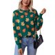 thumbnail image 1 of Suéter de Punto Suave y Cómodo de Larga con Cuello Redondo, Estilo Jacquard Informal y Moderno para Mujer con Estampado de Hojas Otoñales. Verde Oscuro XL, 1 of 10