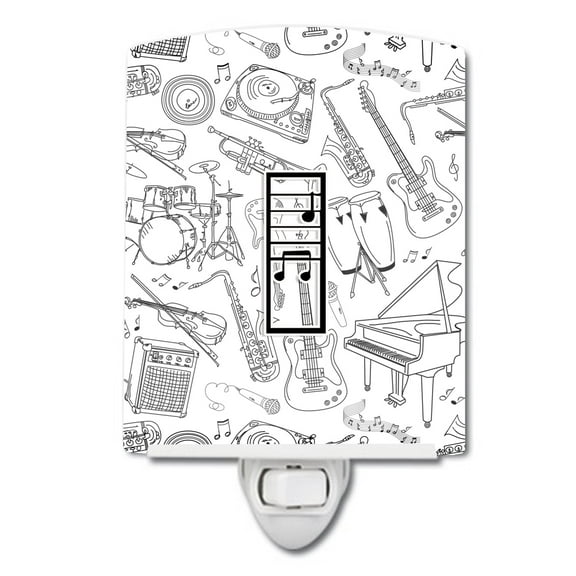 Caroline's Treasures CJ2007-ICNL Letter I Musical Note Letters Ceramic Night Light, 6x4x3", multicolor