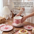 thumbnail image 6 of Onader 12 Piece Tableware Set, Rose Floral Dinnerware Set for 4, Ceramic Plates and Bowls Sets for Home Kitchen Restaurant, Scratch Resistant & Microwave Safe, Red, 6 of 9